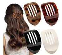 FloralGrace Set di 4 fermagli per capelli piatti con motivo leopardato, rotondi, per donne e ragazze, con forte tenuta per capelli spessi e sottili