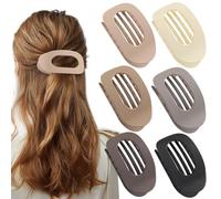 FloralGrace Set di 6 fermagli piatti per capelli marrone opaco, fermagli rotondi per donne e ragazze, con forte tenuta per capelli spessi e sottili