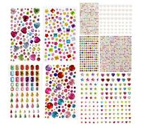 FloralGrace Set di pietre glitterate autoadesive, 2785 pezzi, 10 fogli di strass colorati per fai da te, artigianato e decorazioni versatili