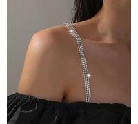 FloralGrace Spalline con Strass, Spalline Regolabili Scintillanti, Antiscivolo e Eleganti, Perfette per Abiti e Top, Ideali per Matrimoni ed Eventi (D-Argento)