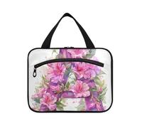 Floralmorphic Lettera A Magenta Azalea Fiore Acquerello Stile Appeso Cosmetici Borse per le Donne con Gancio, Designer Impermeabile Kit di Rasatura Borsa per gli Uomini per papà WC estuche de