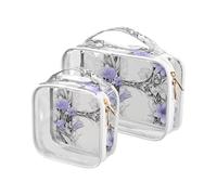 Floralmorphic Lettera B Campanula Blu Stile Acquerello 2 Pack Trasparente Toiletry Borse per TSA Approvato Multifunzionale Piccola Borsa Trucco Viaggio Essenziale
