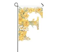 floralmorphic lettera F bianco fresia fiore acquerello giardino bandiera set pasqua porta banner per la decorazione esterna 30,5 x 45,7 cm doppio lato