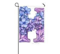 floralmorphic lettera H blu-viola Giacinto fiore acquerello bandiere esterne e banner banner di Halloween per la decorazione del cortile 12x18 pollici doppio lato