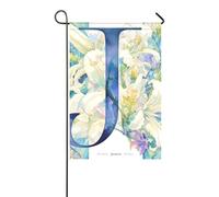 floralmorphic lettera J bianco Jasmineflowers acquerello decorativo giardino bandiere colorato banner per decorazione patio 30,5 x 45,7 cm doppio lato