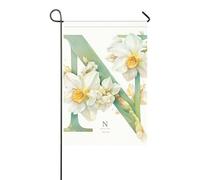 floralmorphic lettera N bianco Narciso fiore acquerello bandiere esterne banner colorato per la decorazione del giardino 30,5 x 45,7 cm doppio lato