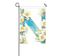 floralmorphic lettera N bianco Narciso fiore acquerello grandi bandiere all'aperto banner per esterno per la decorazione esterna 30,5x45,7 cm doppia faccia