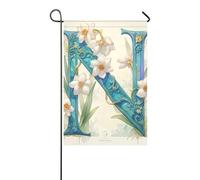 floralmorphic lettera N bianco Narciso fiore acquerello grandi bandiere all'aperto banner per la decorazione del giardino 30,5 x 45,7 cm doppio lato