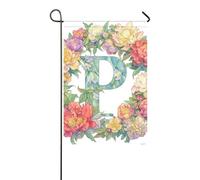 floralmorphic lettera P Peonia fiore acquerello Stagionale Giardino Bandiere pasqua porta banner per la decorazione del portico 30,5 x 45,7 cm su entrambi i lati