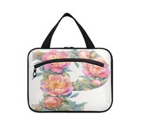 Floralmorphic Lettera P Rosso Peonia Fiore Acquerello Borse Da Appendere per Le Donne Da Viaggio con Gancio Borse Cosmetiche Compatte di Design per Donna Viaggio Bolso Viajero para Mujer L
