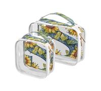 Floralmorphic Lettera S Giallo Girasole Stile Acquerello 2 Pack Trasparente Borsa da Toilette Trasparente Approvato TSA Impermeabile Cosmetici Borsa Da Viaggio Essenziale Da Viaggio