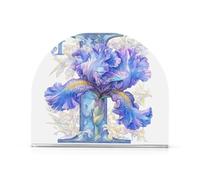 Floralmorphic - Portatovaglioli in acrilico acrilico con lettera I blu iris fiore acquerello per esterni, sala da pranzo, portatovaglioli autoportante per feste, matrimoni, eventi
