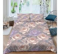 FloralPatternSet Di Copripiumino microfibra morbida Set di 3 Pezzi stampa di 3D cerniera nascosta Art NouveauStyle copripiumino incluso federe aiosa ultra morbido for coppie King（220x240cm）