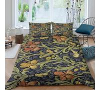 FloralPatternSet Di Copripiumino ultra microfibra 3 Pezzi stampa 3D con cerniera Art NouveauStyle_ copripiumino con federe traspirante ultra morbido for ragazze Double（200x200cm）