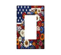 Florals 4 luglio interruttore copertura piastra da parete 1 banda singola Rocker, America Independence Day piastra elettrica per camera da letto bagno Decor USA Holiday Standard Size Switchplate