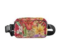 Florals Lily Canna Red Trendy Crossbody Bag Marsupio per uomo donna mini cintura toracica marsupio con cinghia regolabile per ciclismo, escursionismo, palestra, Fiori Lily Canna Rosso, 1 size