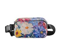 Florals Peonie Gardenia Farfalle Oro Elegante Marsupio a Tracolla per Uomo Donna Grande Capacità Crossbody Borsa a Tracolla con Tracolla Regolabile per Allenamento Corsa Escursionismo, Fiori peonie