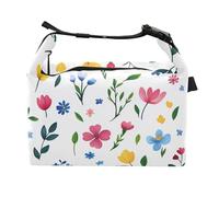 Florals Tulipani Delphinium Iris White Lunch Bag per bambini Eco-friendly Ragazze Lunch Cooler Borse per lavoratori edili