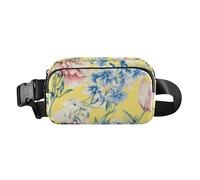 Florals Tulipani, elegante borsa a tracolla gialla per uomo e donna, mini borsa a tracolla con tracolla regolabile per viaggi, corsa, escursionismo, Fiori Tulipani Giallo, 1 size
