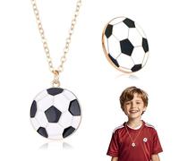 FloraMolly Collana uomo oro per ragazzi di calcio, collana di calcio bianca bianca nera per gli uomini adolescenti, con una borsa a rete nera
