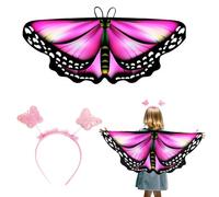 FloraMolly Costume Farfalla Bambini, Fata Dress Up con Farfalla Cape Wings e Fascia Fascia Abito Fancy per 3-8 Anni Ragazze Halloween Natale Cosplay Play Party Favor-Pink