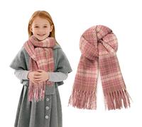 FloraMolly Sciarpa Per Ragazze, Rosa Rosa Morbido Cashmere Plaid Sciarpe Avvolge Sciallo Bambini Collo Più Caldo Inverno lunga Sciarpa Per Ragazze 7-18 Anni