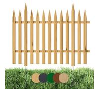 Floranica 1 pz Recinzione da giardino Recinzione a incastro Recinzione a doghe 100 cm lunghezza con pali in metallo per aiuole/orti Altezza 40 cm Naturale