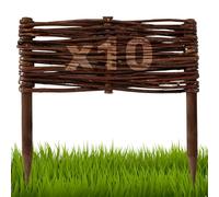 Floranica 10 Pezzi Recinzione in Vimini per aiuole 10 cm x 30 cm Palizzata in Salice Bordatura per aiuole Pannello da Giardino per Delimitazione di Sentieri Bordo per Prato