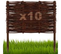Floranica 10 Pezzi Recinzione in Vimini per aiuole 40 cm x 40 cm Palizzata in Salice Bordatura per aiuole Pannello da Giardino per Delimitazione di Sentieri Bordo per Prato