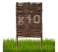 Floranica 10 Pezzi Recinzione in Vimini per aiuole 60 cm x 30 cm Palizzata in Salice Bordatura per aiuole Pannello da Giardino per Delimitazione di Sentieri Bordo per Prato