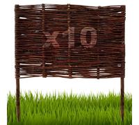 Floranica 10 Pezzi Recinzione in Vimini per aiuole 60 cm x 60 cm Palizzata in Salice Bordatura per aiuole Pannello da Giardino per Delimitazione di Sentieri Bordo per Prato