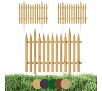 Floranica 3 pz Recinzione da giardino Recinzione a incastro Recinzione a doghe 100 cm lunghezza con pali in metallo per aiuole/orti Altezza 40 cm Naturale