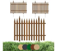 Floranica 3 pz Recinzione da giardino Recinzione a incastro Recinzione a doghe 100 cm lunghezza con pali in metallo per aiuole/orti Altezza 40 cm Marrone