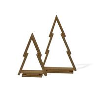 Floranica Albero di Natale Set di 2 in Legno di Pino Marrone Decorazione Natalizia Alternativa Addobbi Natalizi Albero di Natale da Tavola Espositori Decorativi per Natale