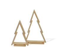 Floranica Albero di Natale Set di 2 in Legno di Pino Non Trattato Decorazione Natalizia Alternativa Addobbi Natalizi Albero di Natale da Tavola Espositori Decorativi per Natale