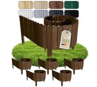 Floranica Bordura per aiuole e prato 10 m (5 pezzi da 2 m), altezza 10 cm, Marrone recinzione da giardino in legno