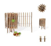 Floranica Recinzione in nocciolo con pali altezza 50 cm x 5 m distanza tra i listelli 8-10 recinzione da giardino in castagno bordatura per aiuole staccionata in legno steccato