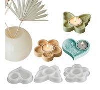 FloraShape Mold Set | Silicone 3pcs Butterfly Flower Heart Casting Molds Easy Release Durable | Candle Holder resina epossidica Plaster Craft DIY Handmade Decoration Gift Home Project Kit
