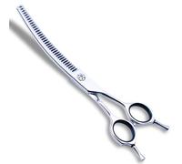 Floraslee 7 pollici giù/verso l'alto per la cura dell'animale domestico forbici per la cura del cane curvo destra Chunker forbici 35 denti (cesoie diradamento verso l'alto)