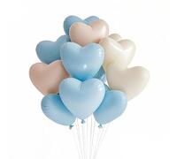 FloraVigo 27 palloncini a forma di cuore, a elio con nastro per compleanno, matrimonio, San Valentino, decorazione per feste (colore blu bianco bruciato)