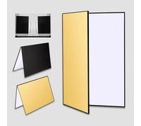 FloraVigo 3 in 1 Photography Reflective Sheet Cardboard, 42 x 30 cm Folding Light Diffuser Background A4 Reflective Sheet for Food, Jewelry, Still Life Photography (White/Gold/Black)