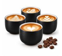 FloraVigo 4 tazze da caffè da 60 ml, in ceramica, per espresso e latte, piccole tazze come regalo per gli amanti del caffè, interno bianco