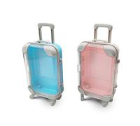 FloraVigo Borsa da viaggio in miniatura, regalo in denaro, per viaggi, vacanze, salvadanaio, come regalo per vacanze, cassa da viaggio per regalare denaro per viaggi (blu rosa)