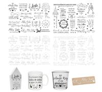 FloraVigo Rub On Sticker circa A5 19 x 14 cm - Frase decorativa per compleanno, Keraflott, matrimonio, casa, pellicola adesiva trasferibile per mobili, vetro, legno, album fotografico, decorazioni fai