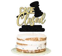 FLORCMET - Topper per torta chiuso, decorazione per torta con avvocato di congratulazioni, scuola di legge/università, laurea, nero oro glitterato, decorazioni per feste