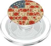 Floreale Bandiera Americana, 4 luglio Donne Vintage Fiori USA PopSockets PopGrip per MagSafe