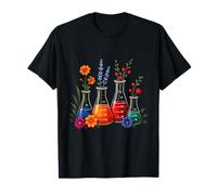 Floreale Becher Laboratorio Scienza Scienziato Chimica Laboratorio Maglietta