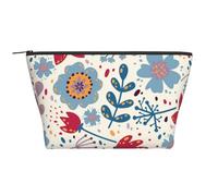 Floreale Blu E Rosso, Borsa da toilette Borsa per trucco Borsa per cosmetici Borsa da toilette da viaggio portatile