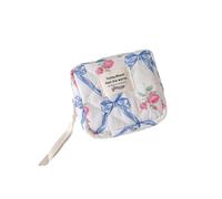 Floreale Bowknot Cosmetic Bag Con Più Scomparti Impermeabile Policotone Tour Operator Per Trucco E Accessori Fiori Nodi Arco Sacchetto Trucco, blu, taglia unica