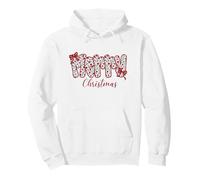 Floreale Buon Natale Word Art Red Bow Holiday Lettering Felpa con Cappuccio